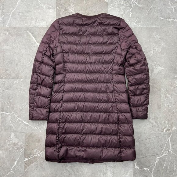 Uniqlo Down Jacket Womens XS Collarless Quilted Puffer Parka Coat Purple - Picture 3 of 9